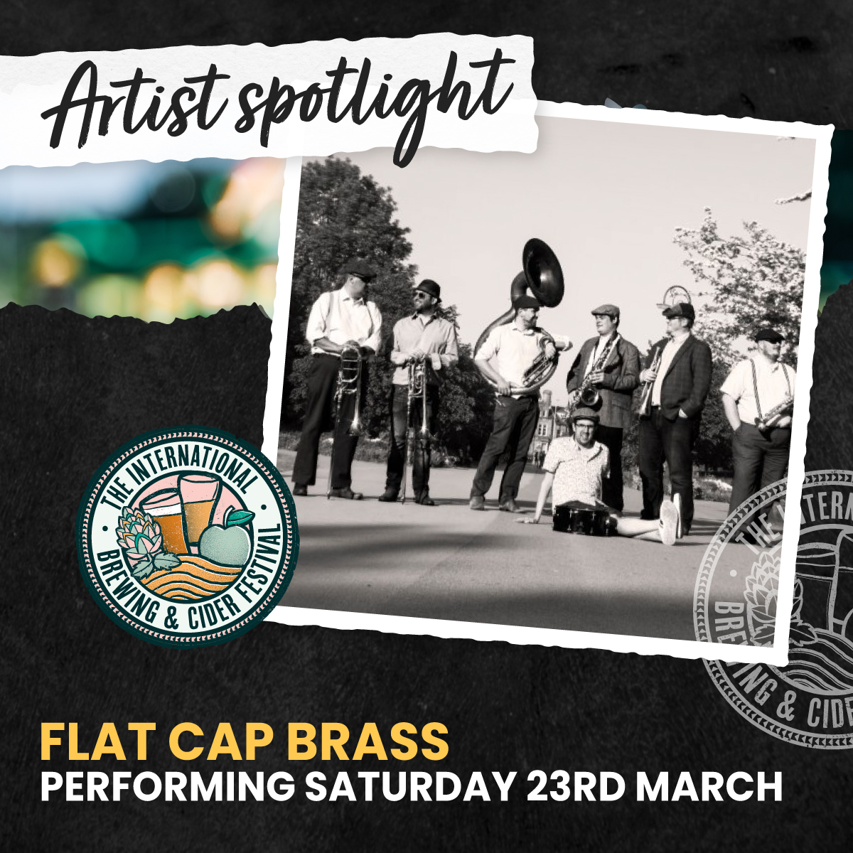 🎶 𝐀𝐑𝐓𝐈𝐒𝐓 𝐒𝐏𝐎𝐓𝐋𝐈𝐆𝐇𝐓 🔥 We’re excited to announce Yorkshire’s-finest flat-cap-wearing drum and brass band @FlatCapBrass to this year’s #IBCFest!