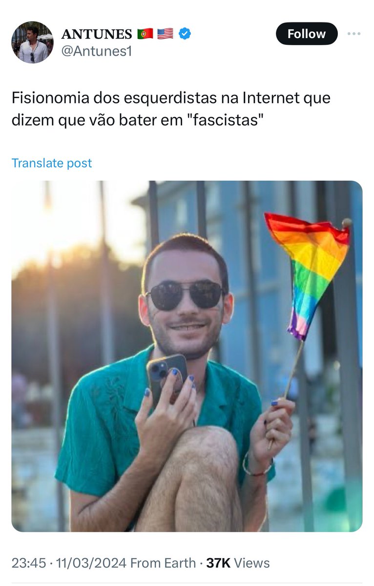 A fisionomia deste esquerdista a caminho para ir comer a tua mae e depois o teu pai