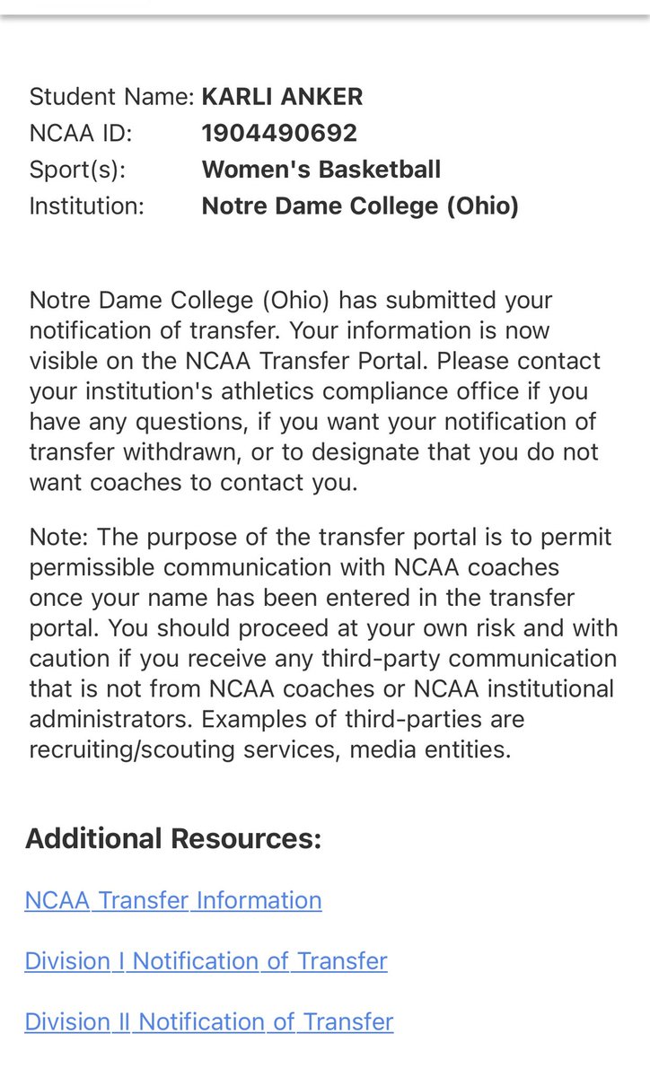 Due to Notre Dame College closing my recruitment is 100% open !