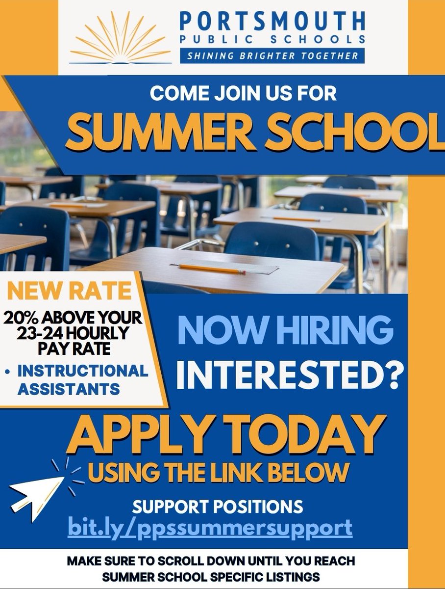 Come teach with us! Apply for summer school positions today! Great pay! @ebracyPPS @cardellpatillo @hmeducate @in8days @SLMillaci