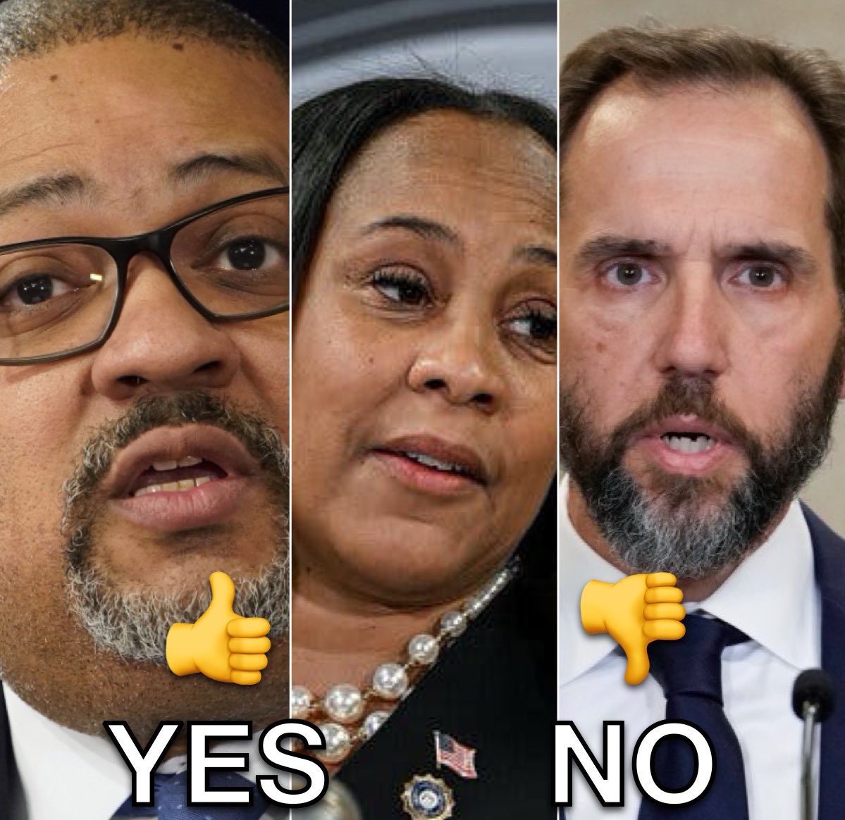 The_Trump_Train's tweet image. Do you think Alvin Bragg, Letitia James and Jack Smith should be arrested for election interference against President Donald Trump?

YES or NO?