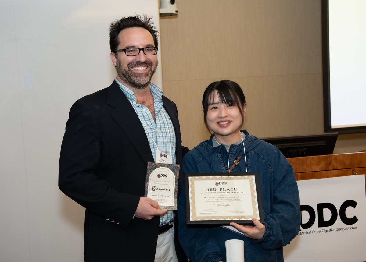 Congratulations to our symposium poster winners!

🥇Margarita Divenko, PhD student <a href="/bcmhouston/">BCMHouston</a> 
🥈Dr. Sohini Banerjee, postdoctoral associate <a href="/bcmhouston/">BCMHouston</a> 
🥉Dr. Yang Yang, instructor <a href="/UTHealthHouston/">UTHealth Houston</a> 

Great work, ladies! 👩‍🔬
<a href="/SeragHashem/">Hashem el- Serag</a>