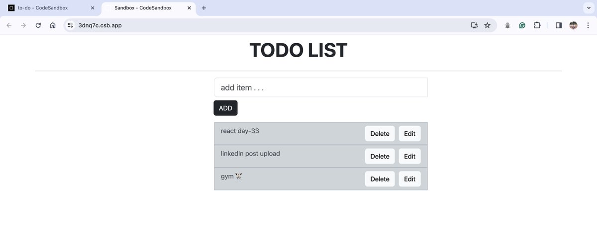 DhruvKathrotiya's tweet image. #Day33 of #50DaysofLearningReact: 🌐

Levelling up! Just built a sleek &quot;to-do list&quot; in #ReactJS📝
#LearningInProgress #webdevelopment...🧑🏻‍💻