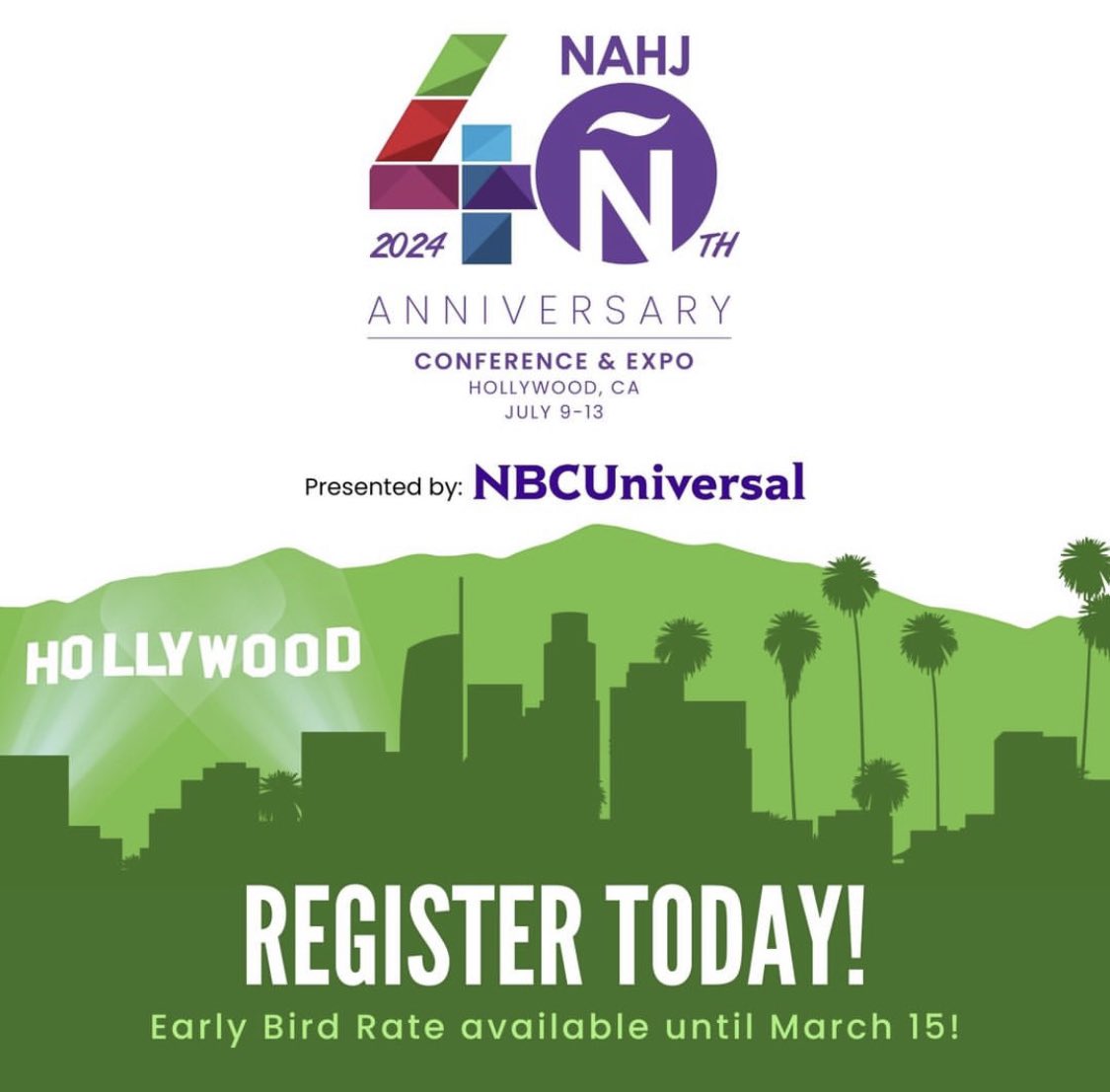 Feliz Martes! Remember that the Early Bird registration for the #NAHJ40th Conference and Expo ends THIS FRIDAY, March 15th! 

To get the discount, go to this link: nahj.memberclicks.net/nahj40th

#MoreLatinosInNews