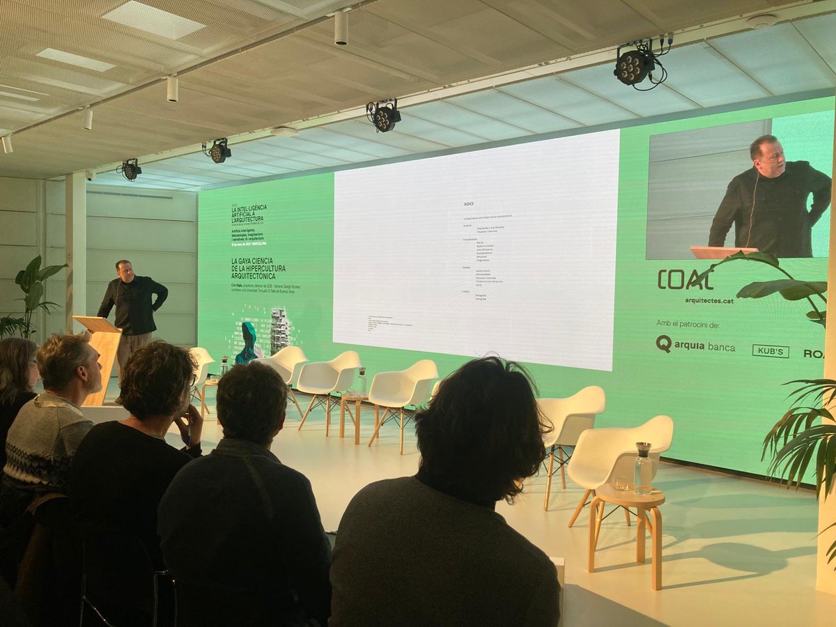 COACatalunya's tweet photo. @LluisNacenta @300000kms 📐 Reprenem la sessió de la mà de Ciro Najle, arquitecte, director de GDB General Design Bureau i professor a la Universitat Torcuato Di Tella de Buenos Aires.

Què és la ciencia de la hipercultura arquitectònica? Ho descobrim ara! ⬇️ https://t.co/sGE4Zep1tk