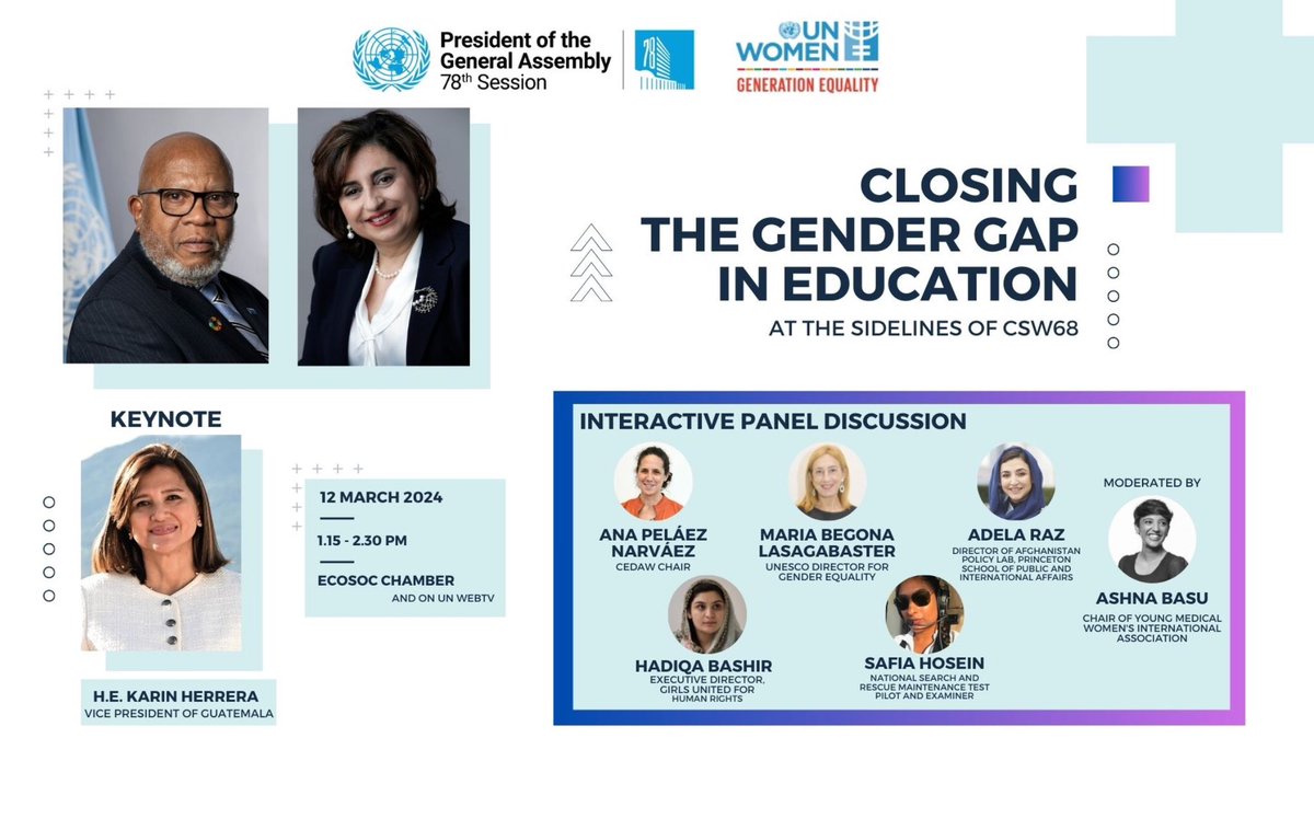 Important messages today at #CSW68 Education is the most powerful equaliser. Education is a fundamental human right. Let’s unlock educational potential. Let’s close the gender gap in education. <a href="/eduint/">Education International</a> agrees #GoPublic #FundEducation #InvestInTeachers