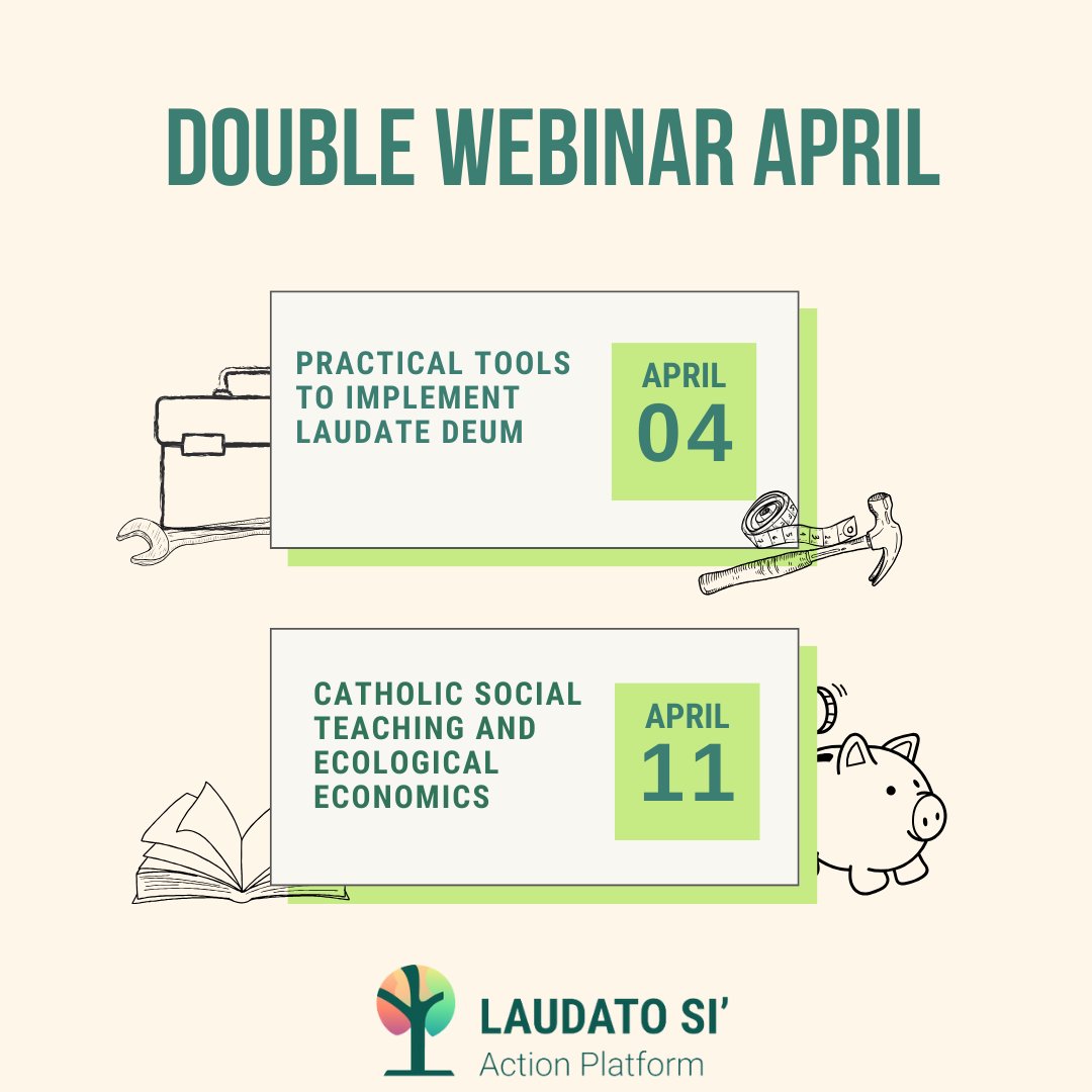 April is double webinar month! Join us Apr 4 & 11. #LaudatoSi #SustainableFuture tinyurl.com/April4-LSAPweb… tinyurl.com/April11-LSAPwe…