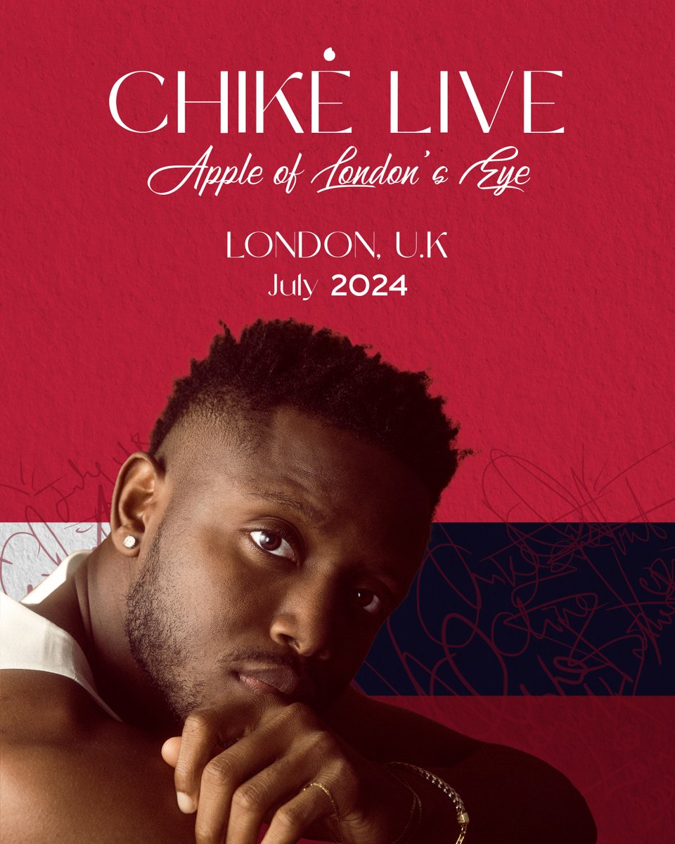 London na me be the apple of your eye! Join me for an intimate musical experience as we tell stories of love, romance, and life!

Register for exclusive access to tickets via eepurl.com/iLWSY-/

#ChikeLive🎤 #London #AppleOfLondonsEye