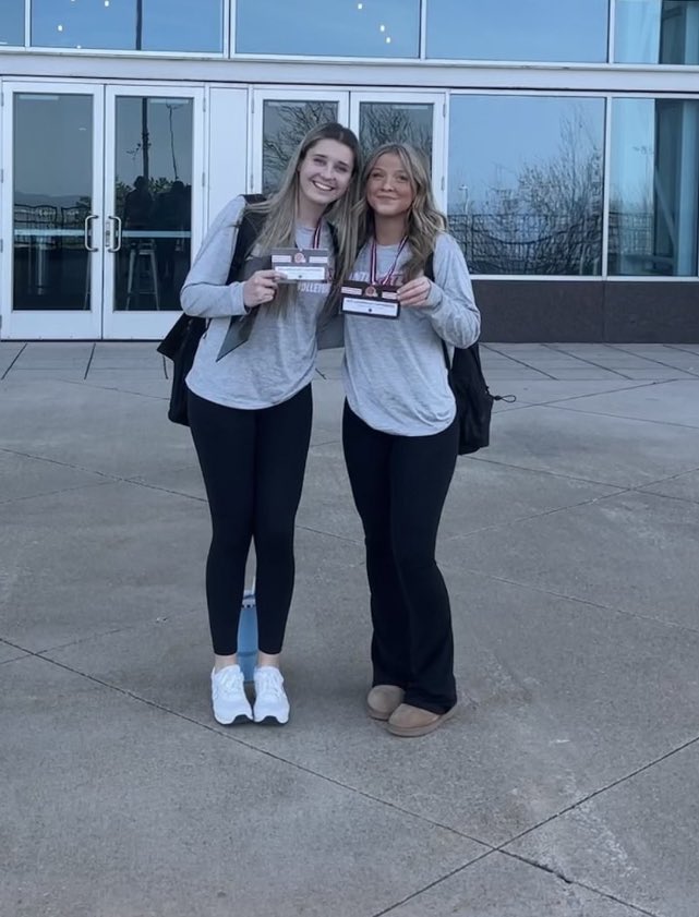 Melody Garrett and Riley Hoynes representing MentorVB and @MentorAthletics today at the @Ohio_GCC athlete leadership conference today at Cleveland Browns Stadium!