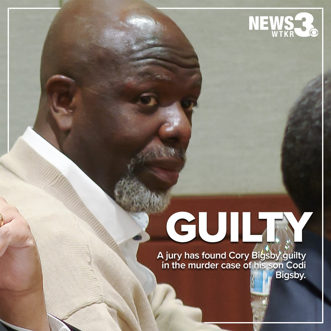 BREAKING NEWS: Cory Bigsby has been found guilty of murdering his 4-year-old son, Codi, whose body has still not been found. Details here: wtkr3.co/43mdews