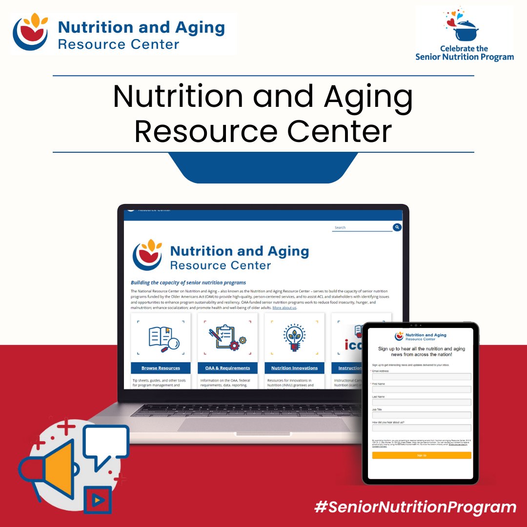 agingnutrition's tweet photo. Don't miss the newest resources from the Nutrition and Aging Resource Center - be sure to subscribe to our biweekly newsletter!
https://t.co/eSy4tR6rQ0 
#SeniorNutritionProgram #ConnectionInEveryBite https://t.co/q7txbmSbMu