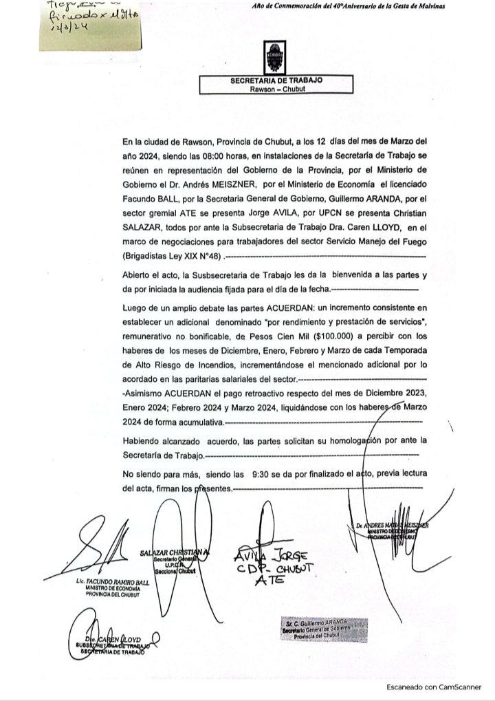 En el preciso momento en que la secretaria de Bosques nos decía que no sabía cuál iba a ser la herramienta mediante la cual se haría efectivo el adicional y que desconocía la fecha de posible paritaria salarial sectorial, en Rawson la conducción traidora de ATE Chubut de Quiroga.