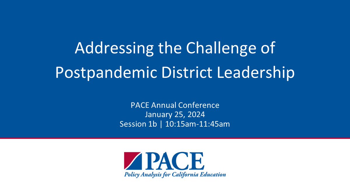 PACE (@edpolicyinca) on Twitter photo What can be done to address the challenge of postpandemic district leadership? Education experts <a href="/carlcohn/">Carl Cohn</a> at <a href="/CGU_SES/">CGU School of Educational Studies</a>, <a href="/JenCheatham1/">Jen Cheatham</a> at <a href="/hgse/">Harvard Graduate School of Education (HGSE)</a>, & <a href="/ImRachelWhite/">Rachel S. White</a> at @UTKCEHHS shared data, research, & promising practices at the PACE 2024 Annual Conference. youtu.be/Hq6zLy-sA2Q What can be done to address the challenge of postpandemic district leadership? Education experts <a href="/carlcohn/">Carl Cohn</a> at <a href="/CGU_SES/">CGU School of Educational Studies</a>, <a href="/JenCheatham1/">Jen Cheatham</a> at <a href="/hgse/">Harvard Graduate School of Education (HGSE)</a>, & <a href="/ImRachelWhite/">Rachel S. White</a> at @UTKCEHHS shared data, research, & promising practices at the PACE 2024 Annual Conference. youtu.be/Hq6zLy-sA2Q
