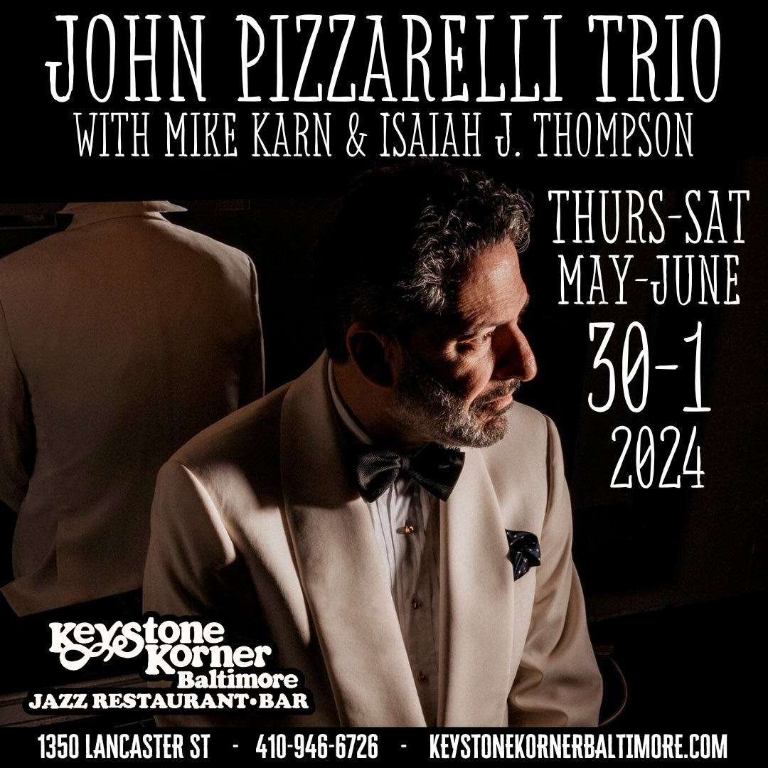Baltimore! Join John and his trio at Keystone Korner May 30, 31, and June 1. Get your tickets while you can at johnpizzarelli.com