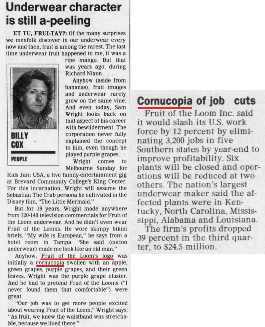 ElizabethPDove's tweet image. Mandela Effect

The Mandela effect refers to a situation in which a large mass of people believes that an event occurred when it did not.

Many people remember that the Fruit of the Loom logo contained a cornucopia. Fruit of the Loom says this is false. 

Regardless of what you…