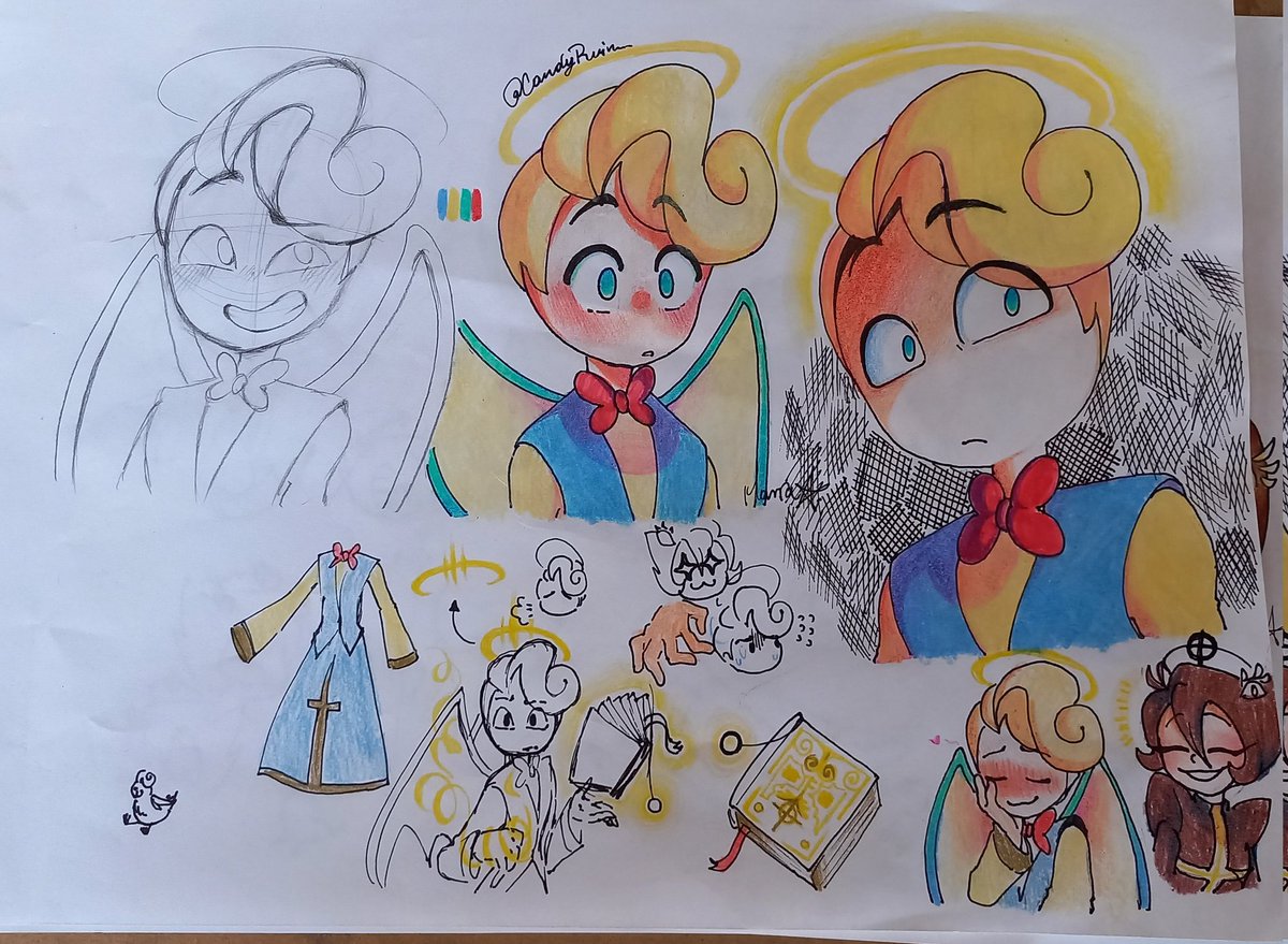 I made some sketches of my HC of Saint Peter and Azrael.

Don't ask me why I just think they look cute.  🤍🖤
#HazbinHotel