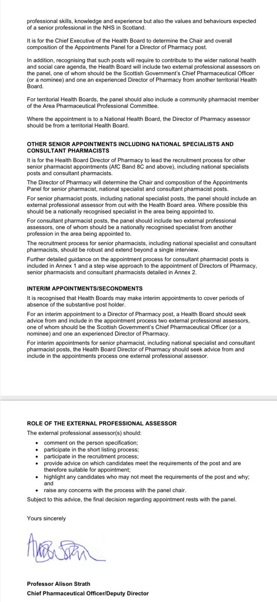 Really important letter for Scottish Pharmacists documenting new recruitment guidance for all future senior pharmacists, including endorsing the concept of Consultant Pharmacists for the first time 🏴󠁧󠁢󠁳󠁣󠁴󠁿💊👏