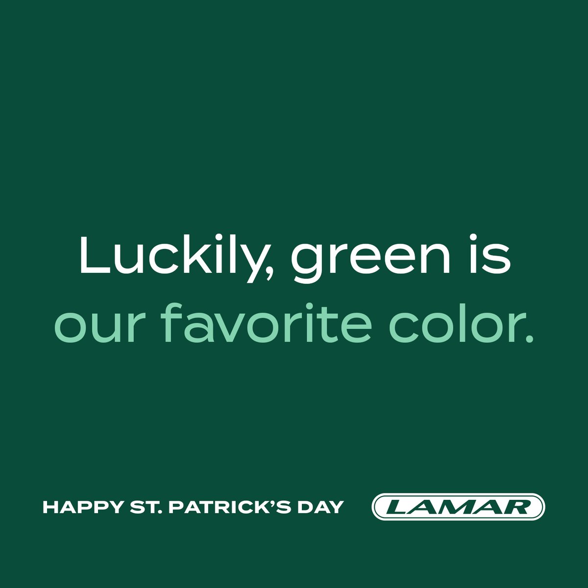 As we honor Irish culture across the country, we hope all our clients, partners, and friends have a lucky, fun, and safe day of celebration. Happy St. Patrick's Day! #stpatricksday #LamarAdvertising