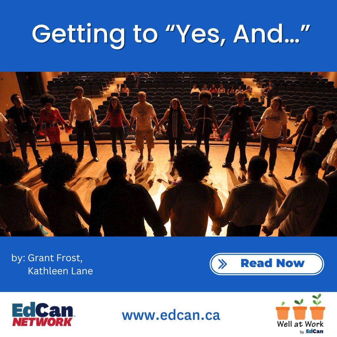 The tenets of improv theatre allow the cast to use audience suggestions to co-create & perform a scene without a script. Applying these in schools & workplaces can guide us in co-creating positive work environments in K-12 education. Read how: ow.ly/C24H50QGLiv #WellatWork