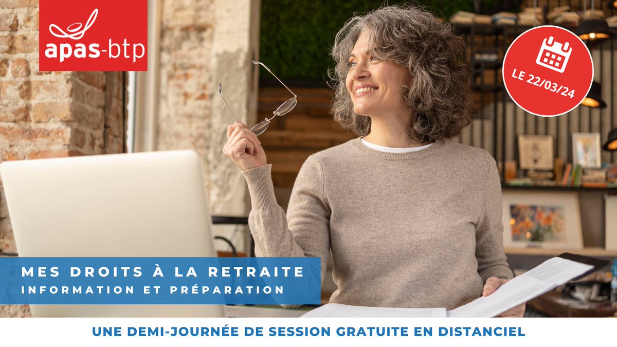APASBTP's tweet image. 🟦 Vous approchez de la #retraite et vous avez besoin d'informations ?

Rejoignez nos sessions gratuites pour mieux comprendre vos droits à la retraite.

📆RDV le 22/03/24 en distanciel
Infos et inscriptions 👉 bit.ly/APAS_MesDroits…

#APASBTP #BTP #retraite
