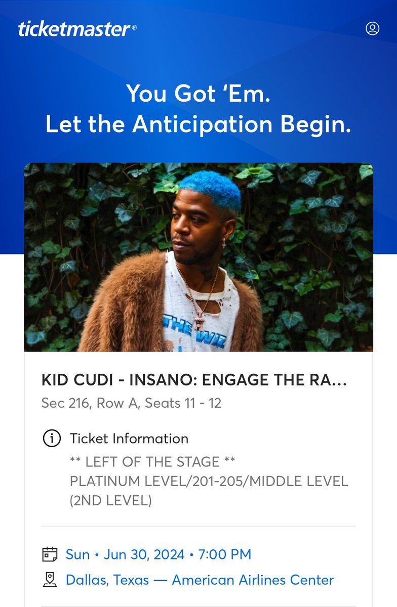 SEE YOU IN DALLAS MR. COOLA!! #INSANO #INSANOWORLDTOUR #CudFam 💛🚀🛸🛰️🔥