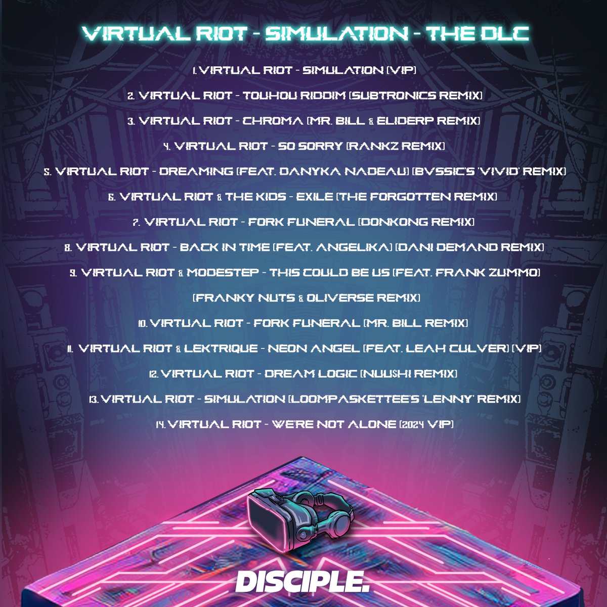 Disciplerecs's tweet photo. Tracklist for Simulation - The DLC which are you most excited for?

Presave link in bio! https://t.co/2WH4XklJpn
