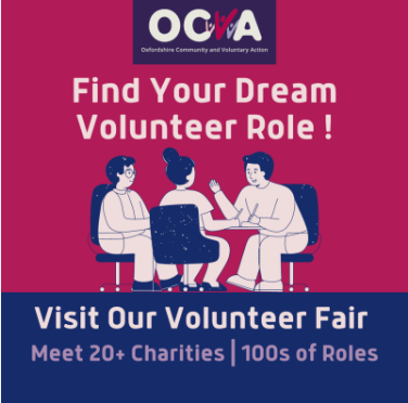 Find your perfect volunteering opportunity at OCVA’s Volunteer Recruitment Fair, 10am-2pm, at the Westgate Oxford Shopping Centre on 20 March 2024! Pop in to find out more about the huge range of volunteering opportunities on offer across Oxford.