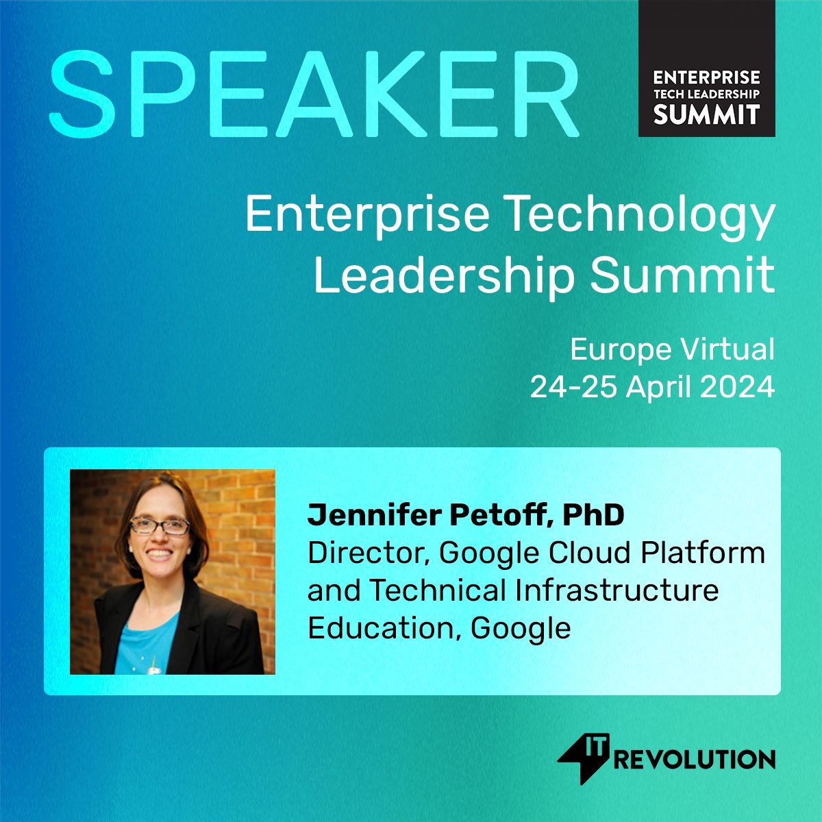 It's our pleasure to welcome back @jennski to present at Enterprise Technology Leadership Summit Europe Virtual. Check out her 2023 presentation, 'Swim Don’t Sink: Why Training Matters to a SRE / DevOps Practice' itrev.io/48UCn2w