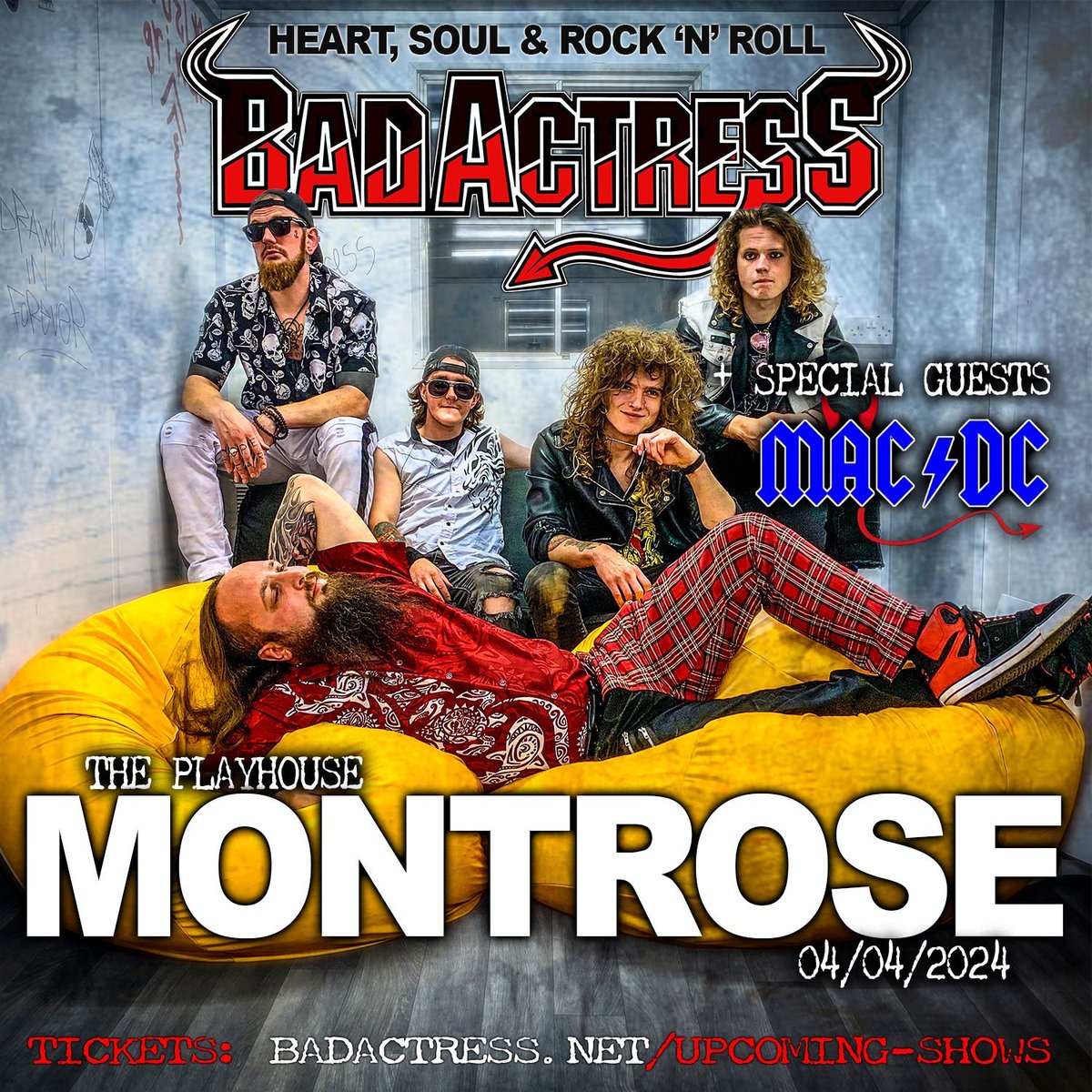 badactressband's tweet photo. Montrose! For the first time EVER. We’re coming to rock with you guys!🤘😎

We’ll be joined by our friends in Mac/DC (AC/DC tribute). ⚡️

Grab tickets while ya can! - https://t.co/yWZqsd7vhA

#Badactressband #rockmusic #dynamitelover #livemusic #nwocr #emergingrockbands https://t.co/PPbDKpPfDw