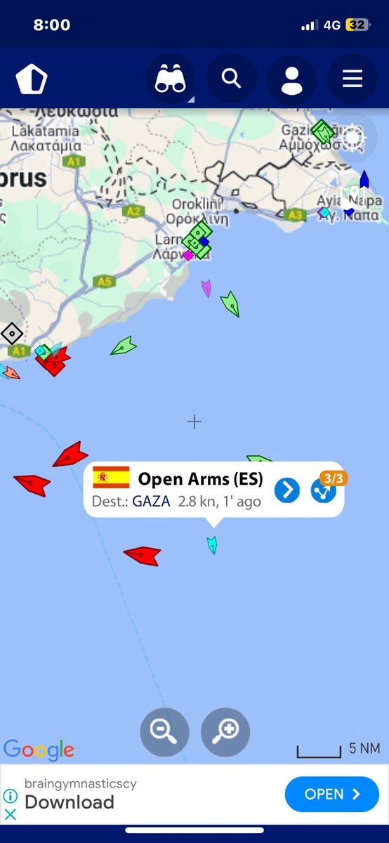 The “Open Arms” carries the floating platform from Larnaca/Cyprus to Gaza strip in order to deliver in the next days and weeks  the humanitarian aid according to Cyprus inciative AMALTHIA humanitarian plan