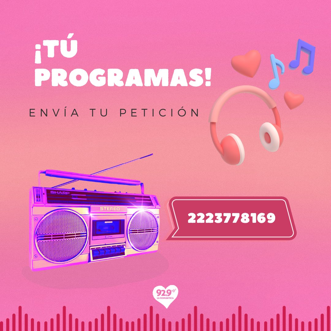 LaRomantica929's tweet photo. A partir de las 12 comienza el #TúProgramas manda tu petición al número de cabina, porque nuestra locutora @soniamanzano929 te complace con tu canción preferida. 🎧🎶 https://t.co/3NCm2aYhY0