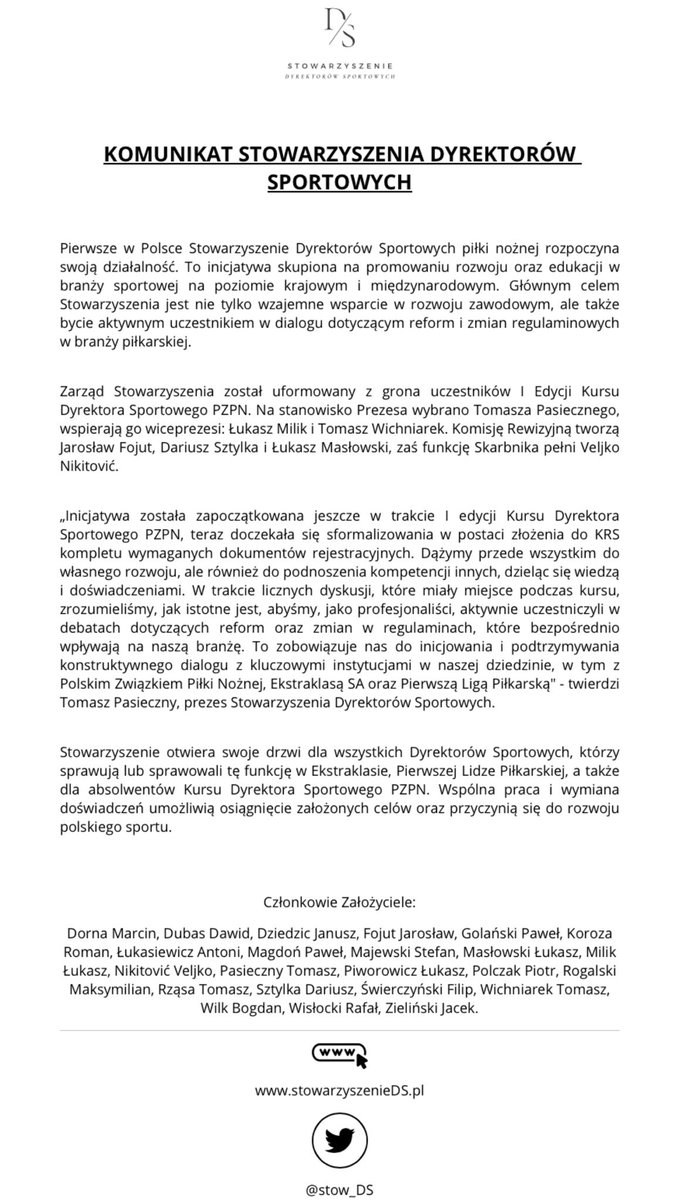 Stowarzyszenie Dyrektorów Sportowych tweet media