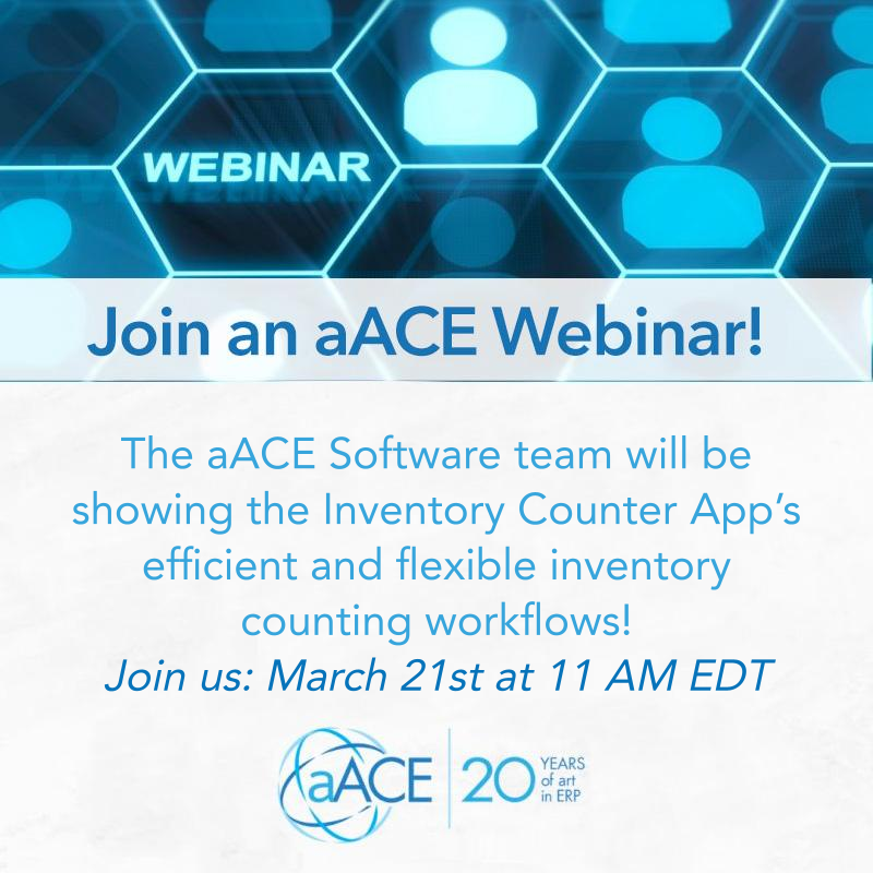 aACEsoft's tweet image. Join us Thursday, March 21st, at 11 AM (EDT) to see aACE’s Inventory Counter App in action! This #aACESoftware app offers multiple methods for counting #inventory, ensuring efficiency and flexibility.

Register now for this session: aacesoft.com/support/webina…

#smallbusiness #ERP