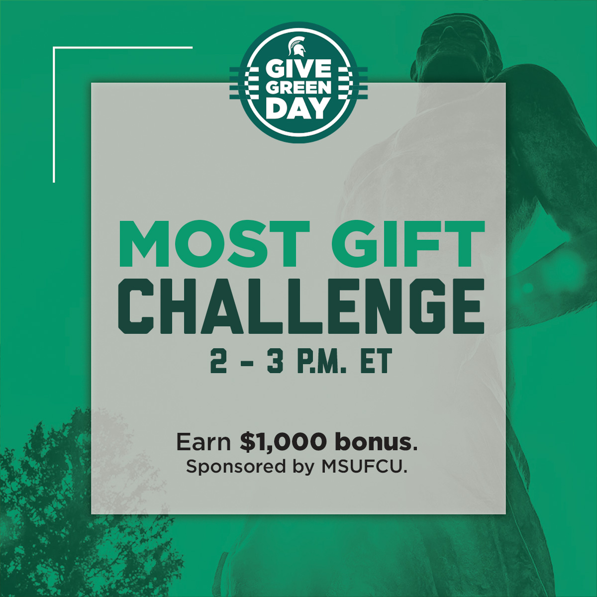 Challenge opportunity! Help us earn a $1,000 #GiveGreenDay bonus for the CANR Whole Student Success Fund by making a gift during the next hour. Give now: givingday.msu.edu/projects/agric…