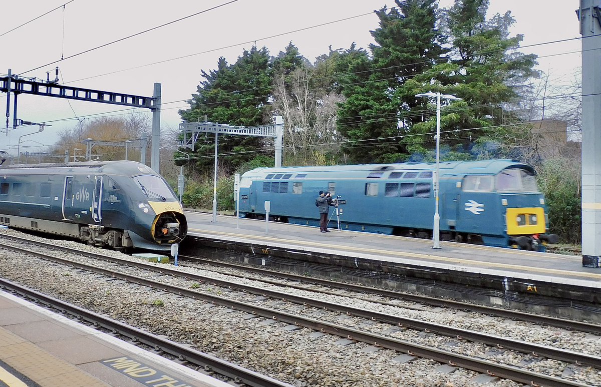 A very welcome visit by #whizzo D1015 Western Champion seen passing through Swindon with 0Z52 Kidderminster S.V.R. to Kidderminster S.V.R.