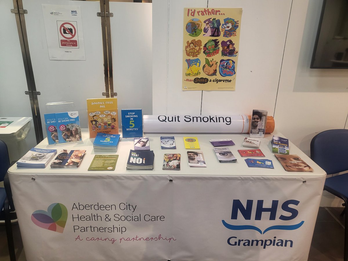 We are all ready to support No Smoking Day at the Aberdeen City Vaccination and Wellbeing Hub, Unit 19 Bon Accord Centre. Pop in and collect some helpful leaflets and information to support you or your loved ones to Stop Smoking. #nsd24 #quityourway @NHSGrampian @HSCAberdeen