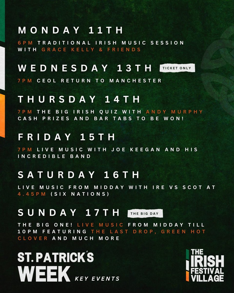 Lots going on This week. Get involved. #manchester #irish #hup