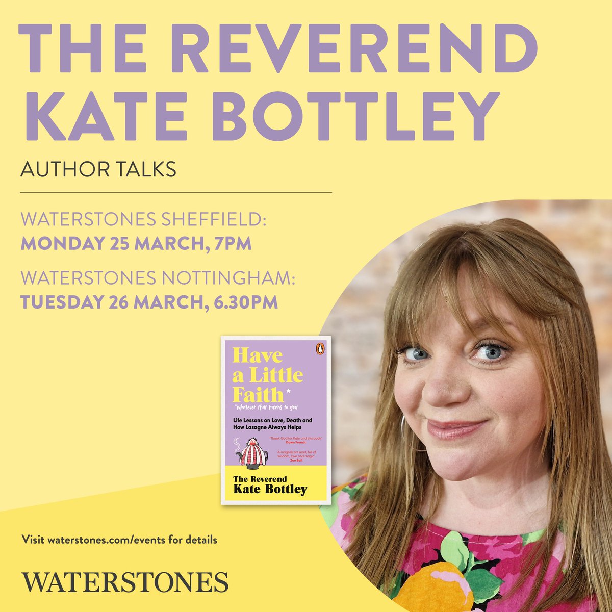 Exciting news!!! Kate Bottley will be with us on Monday 25th March to talk about her new paperback, Have A Little Faith. Tickets available here 👇 waterstones.com/events/kate-bo…