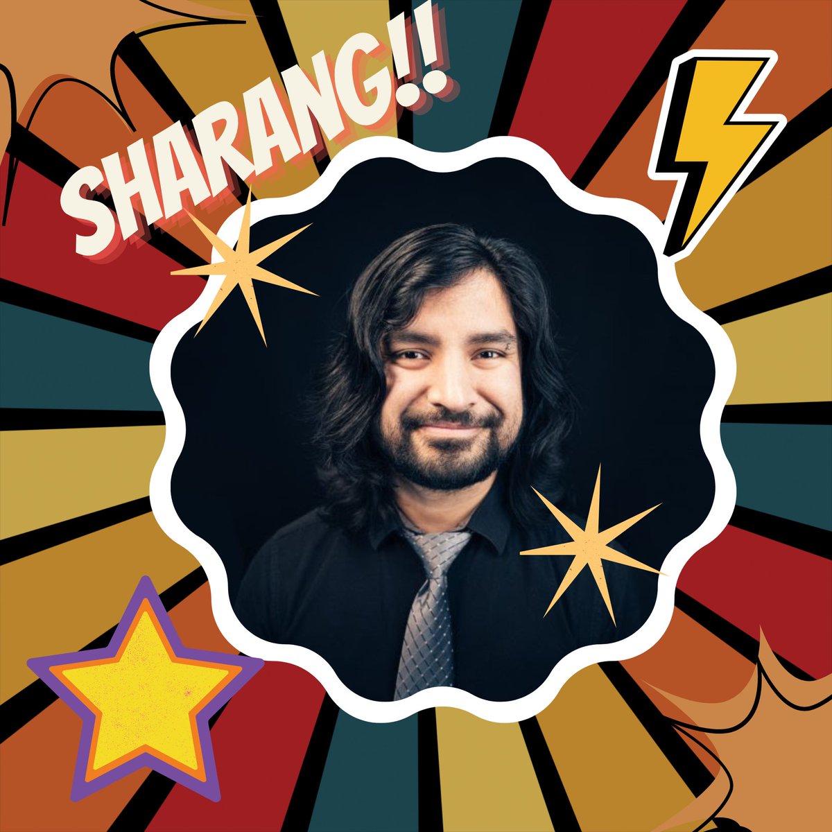 In today's newsletter I have a cover reveal for, and mini-interview with, @SharangBiswas. And bc his author photo is much less colorful and exciting than Sharang himself is, I decided to snazz it up.