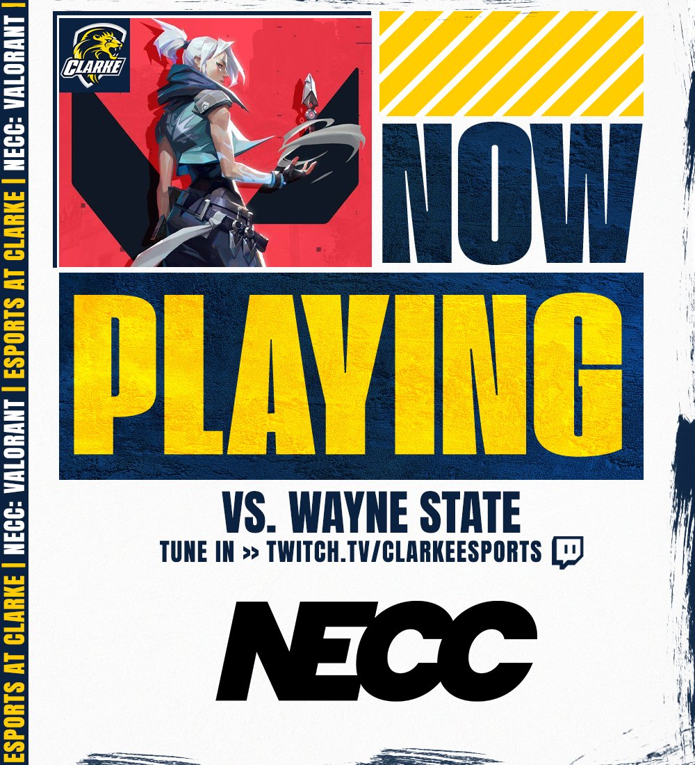 Clarke_Esports's tweet photo. π¨ WE'RE LIVE π¨
#PrideVAL Gold faces off against @WSCEsports to close out the @neccgames Navigators regular season!
πΊ https://t.co/TeepnvcLY6
#ClarkePride https://t.co/mluLl2A9Pc