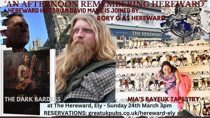 David Maile will be joined by Hereward and his Band, Mia's Bayeux Tapestry Story, Music from the Dark Bardess and much more at The Hereward in Ely on Sunday 24th March 3pm. Details: herewardthewake.co.uk/herewardely Table Reservations: greatukpubs.co.uk/hereward-ely #Hereward #Ely #WakeHereward