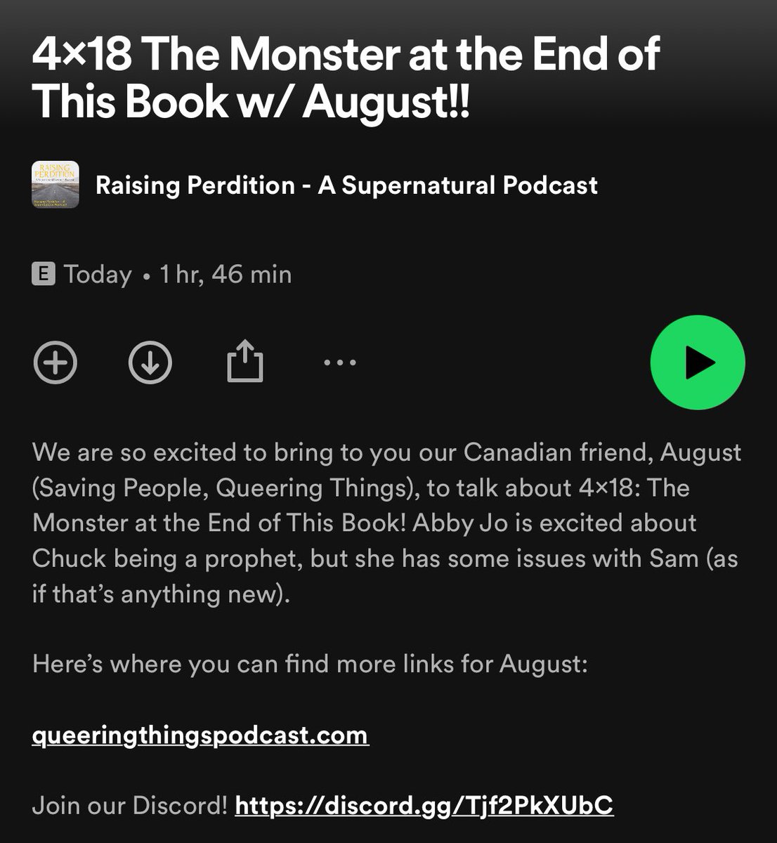 RPerditionPod's tweet image. ✨New Episode Available✨ 

This week we discuss #Supernatural episode 4x18 The Monster at the End of This Book ✍🏻

We’re super excited to have August from @queering_things guest host with us this week!! 

To listen, check out our bio!