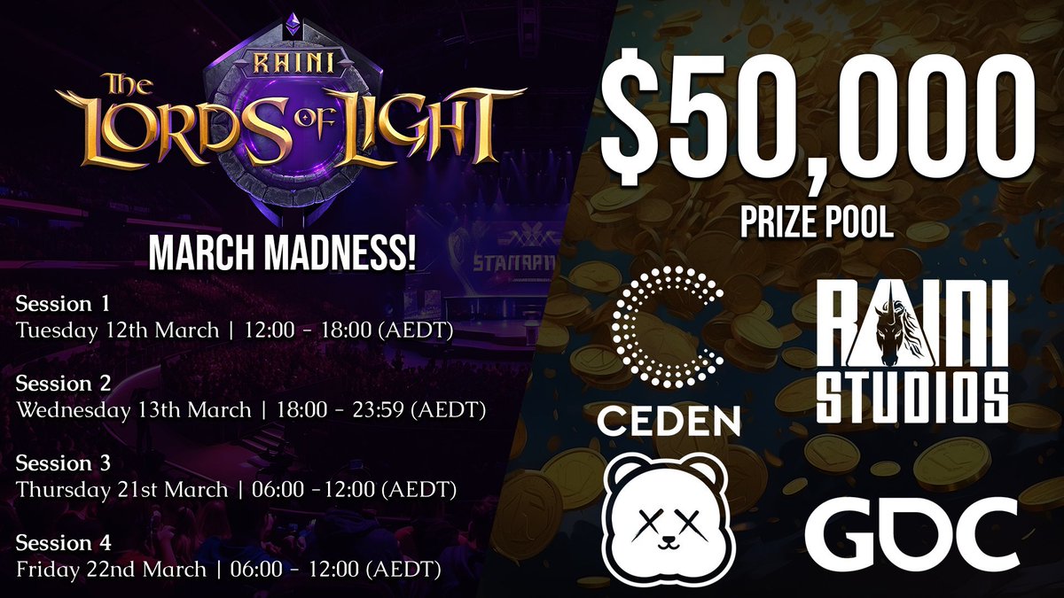 Raini Studios Team will be attending GDC 2024 

Swing by the Avalanche booth and get ready for some surprise reveals 👀

Want to Compete for your share of $50,000?

Our March Madness tournament continues on the 20th &amp; 21 for Session 3/4!

Want to play RTLOL? click the link below
