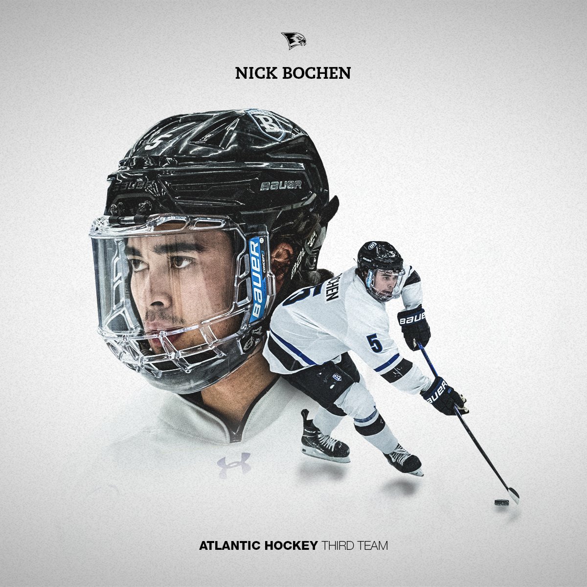 Ethan Leyh and Nick Bochen combined for 19 goals and 34 assists as they each earned @Atlantic_Hockey honors for the 2023-24 season! 📰bit.ly/3v6O20e