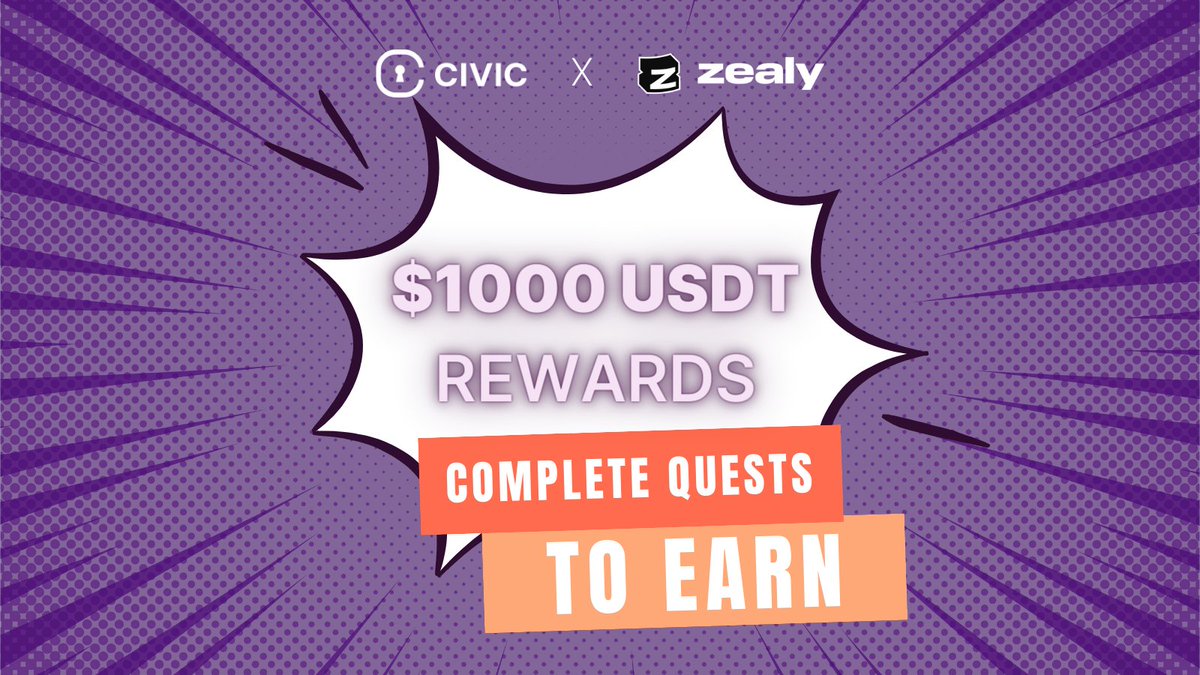 civickey's tweet image. 🤑 Launch Alert! Join our inaugural sprint on @zealy_io!

🏆 Compete for $1,000 USDT!

🌟 Complete quests and unlock incredible rewards!

zealy.io/cw/civic/invit…