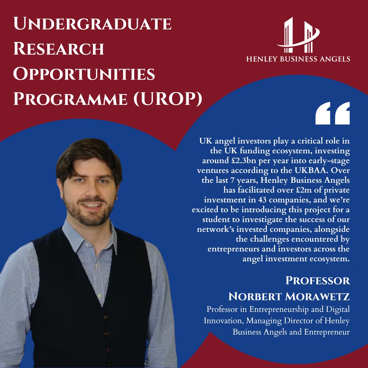 We're running a <a href="/UniRdg_UROP/">UROP</a> project!🎓

Our project is entitled Henley Business Angels - How to Make Business Angel Networks Work for Universities, Investors and Entrepreneurs🤝

Interested in applying or want to find out more about the project? ➡️ reading.ac.uk/internal/urop2…