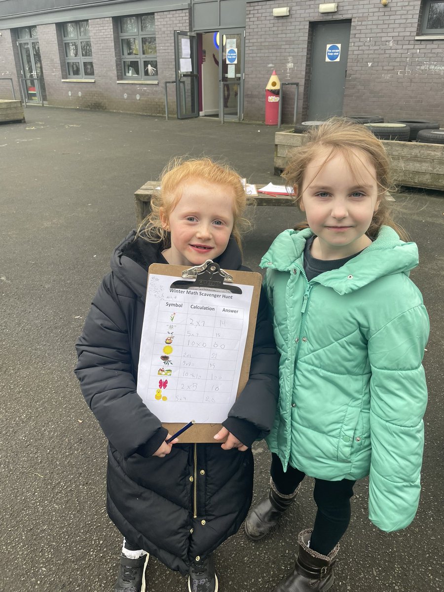 Mrs_RWilson's tweet photo. Primary 3 went out on a spring maths hunt today 💐 using their times table knowledge to answer questions they found hidden around the playground @JPrimary #outdoorfun #maths https://t.co/0ifOaKkw63