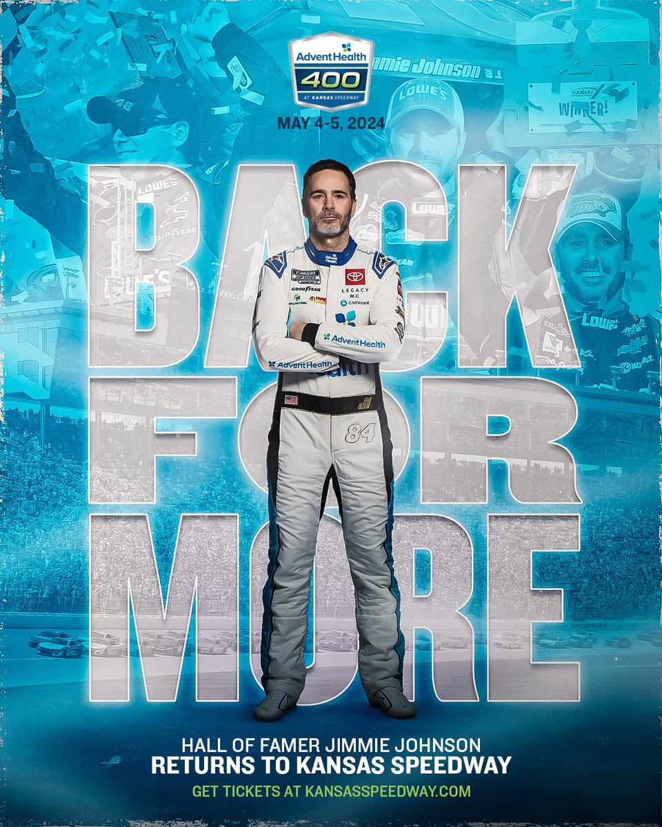The Hall of Famer returns this May, will you be there? GET YOUR SEAT: kansasspeedway.com/spring-nascar-… #AdventHealth400