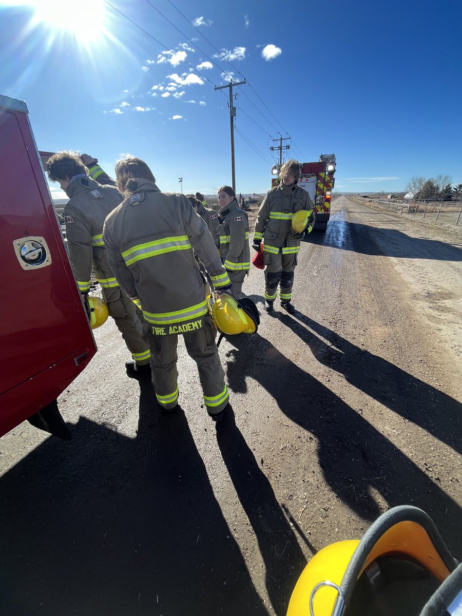 EagleButtePRSD8's tweet photo. Today Fire Academy students helped out the community by checking for hot spots using a thermal gun and spraying water at the bale fire on Highway 3.  Thanks for stepping up, we are so proud of you! #forgefutures #myprps #abed @prairierosesd8 https://t.co/SuTwkmHjsk