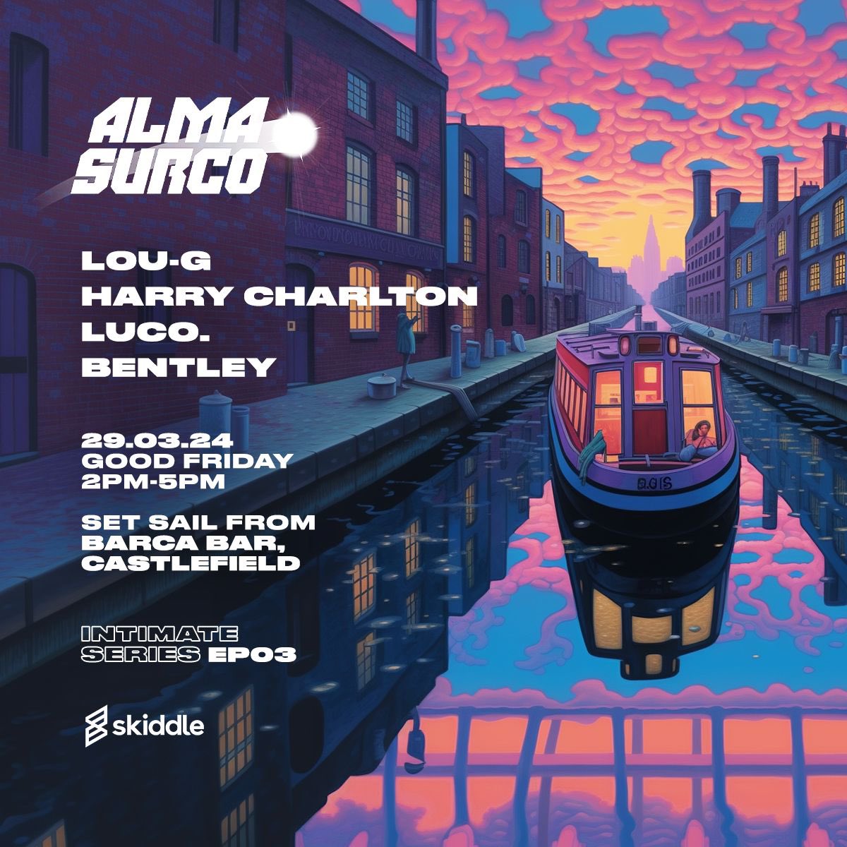 Get ready for another incredible voyage with Alma Surco along Manchester’s picturesque canals! 🛟

Our pre-sale tickets vanished in a blink, making this party a must-not-miss affair - the perfect third chapter in our intimate series! 

skiddle.com/whats-on/Manch…